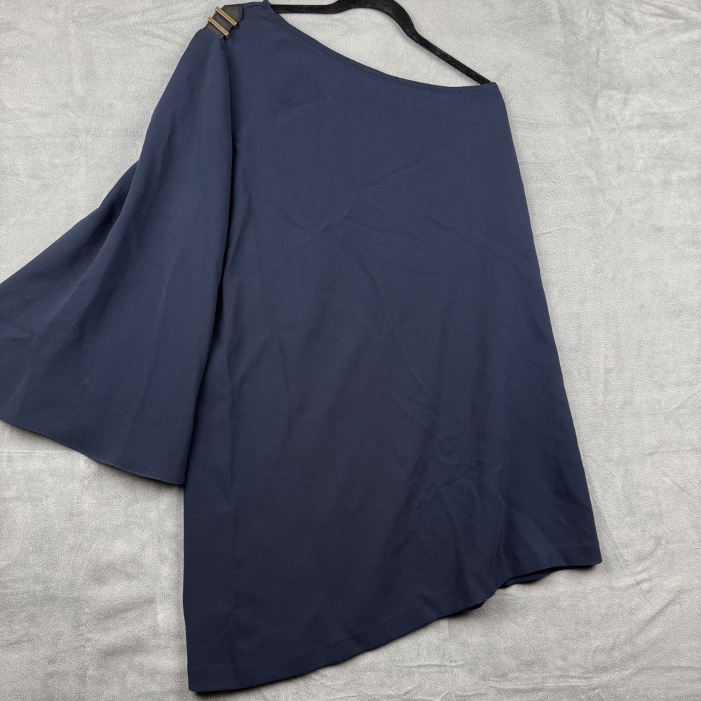 Les Petites Paris One‎ Shoulder Dress Navy Blue Gold Accent - Size 40